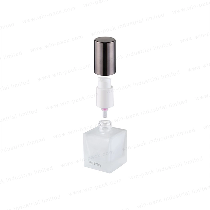 Winpack Cosmetic Square Glass Frost Lotion Pump Bottle 30ml