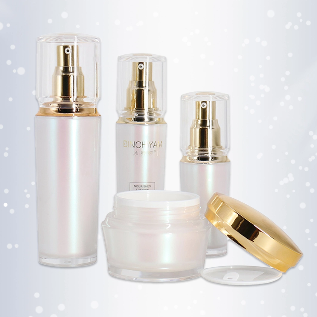 White High-End Acrylic Containers Cosmetic Packaging Cream Jar and Lotion Plastic Bottles