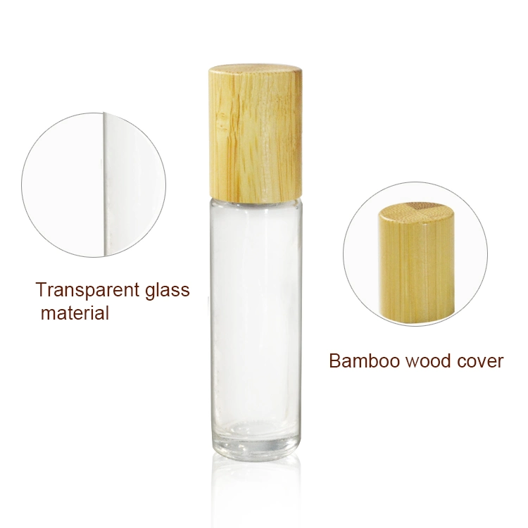 Natural Bamboo Packaging Cosmetic Black Clear Glass Container Roller/Dropper Bottle Perfume Plastic 5ml 10ml 15ml Essential Oil Roll on Bottle