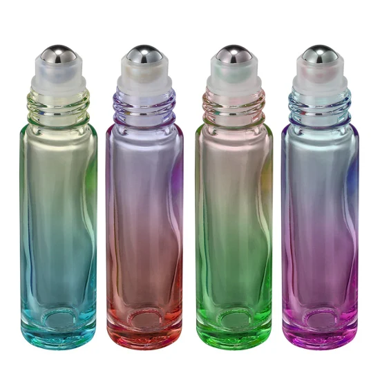 Mini rouleau de parfum d'huile vide rond de luxe sur la bouteille boule de rouleau en verre bouteille givrée claire 10ml avec la perle d'acier inoxydable